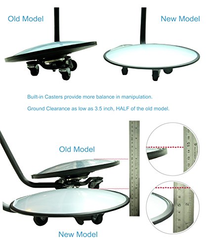 Under Vehicle Inspection Mirror - 12 Inch Convex Search Mirror with Wheels and LED Light for Security Check Under Cars, Trucks and Equipments