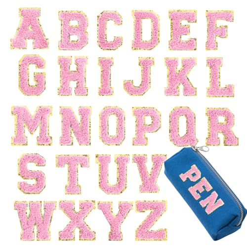 Chenille Letter Patches 26Pcs Self Adhesive Stickers for Clothes Backpacks