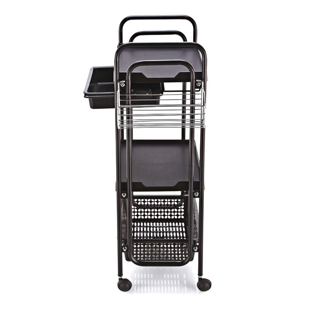 Chariot de service ménager anti-encombrement avec paniers de stockage en acier
