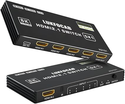 8K HDMI 2.1 Switch 5 in 1 Out with Remote, for PS5, Xbox, Projector, NS, PC