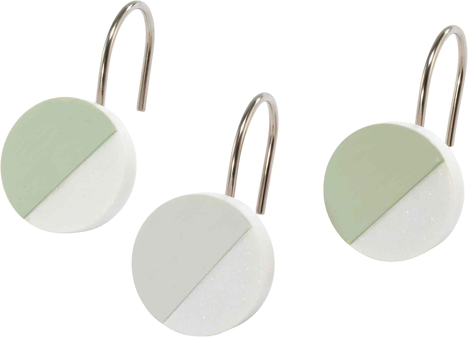 Nicole Miller - Shower Curtain Hooks, 12-Piece Resin Hooks with Stainless Steel Hook, Rust-Free, Large Tropical Leaf, Modern Bathroom Decor (Tropiluxe Collection)