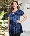MONNURO Womens Plus Size Keyhole Summer Tops Sexy Swing Tunics Casual Loose Flowy Shirts Blouses Tie Dye Blue