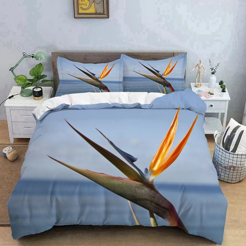 Housse de couette 220x240 orchidée grue bleue idée cadeau décoration idéale