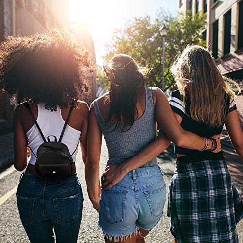 KESYOO Pu Couro Pequena Mochila Chique Feminina Mochila Casual Mochila Zíper Mini Bolsa de Ombro Bol