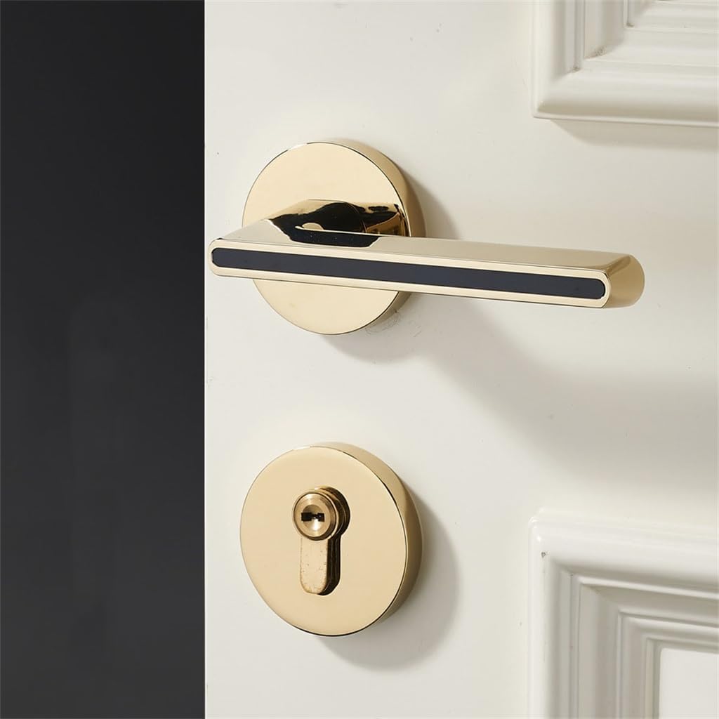 Brass Bedroom Door Lock Interior Mute Magnetic Wooden
