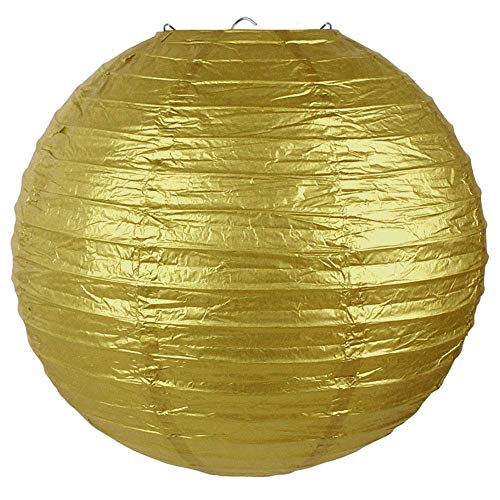 Image of 12 Inch Gold Paper lantern Light,Chinese Japanese lanterns New Years Decorations 2025(Set of 5,Gold)