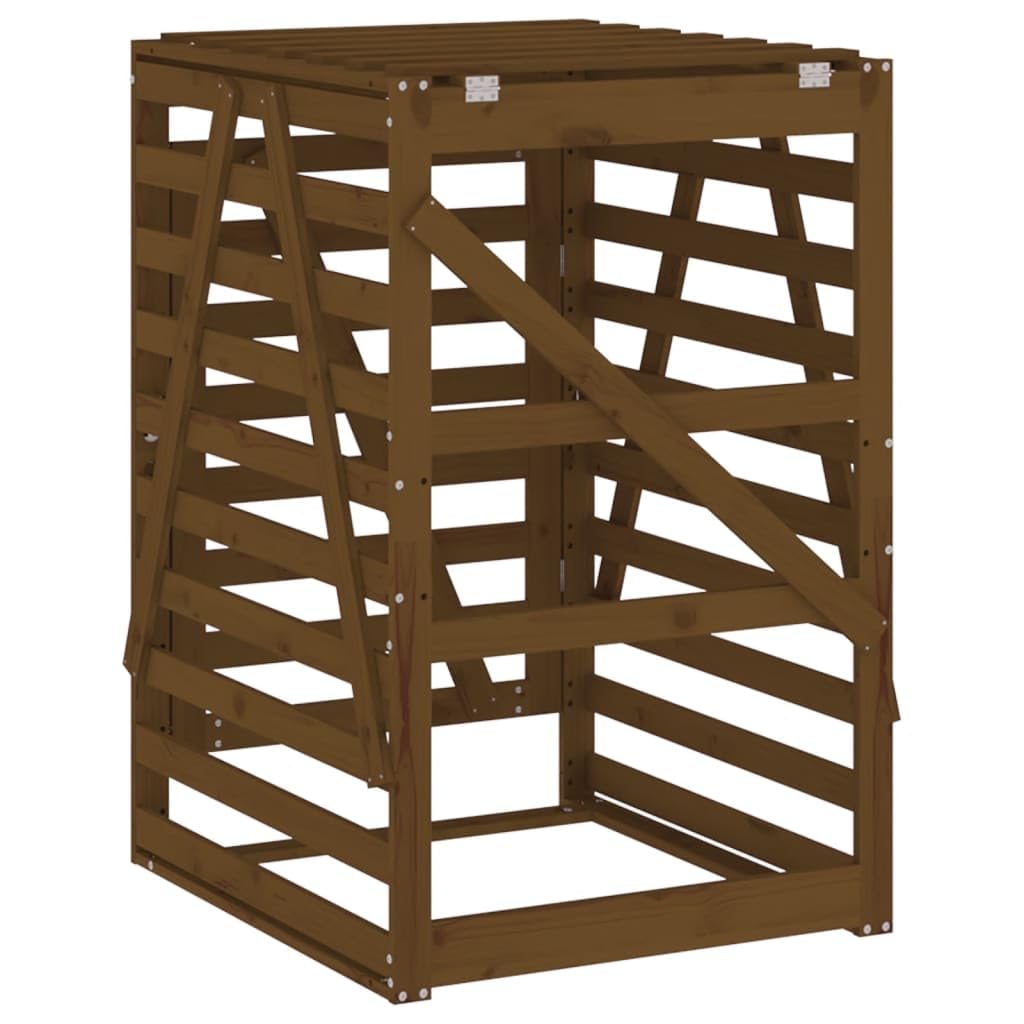 Genérico Cobertizo Cubos de Basura Madera Pino marrón Miel 84x90x128,5cm,Casa y jardín,Productos del hogar,Accesorios para contenedores de residuos,Soportes para contenedores de residuos-825103