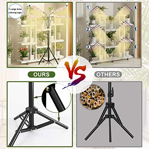 Soberto Tall Grow Lights For Indoor Plants,Adjustable 4 Heads Led Full Spectrum Plant Light For Indoor Plants With Stand And 4/8/12H Timer,Warm Red White Sun Grow Lamp For Various Plants #TOP5
