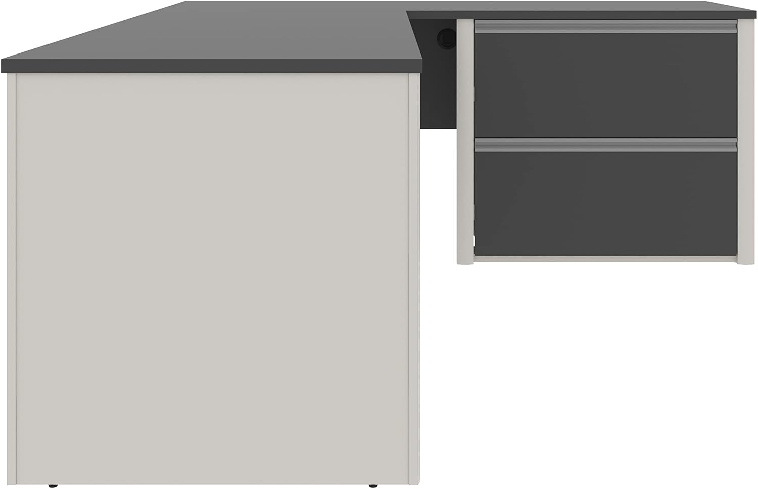 Bestar Connexion L-Shaped Desk with 1 Oversized Pedestal in Sandstone & Slate