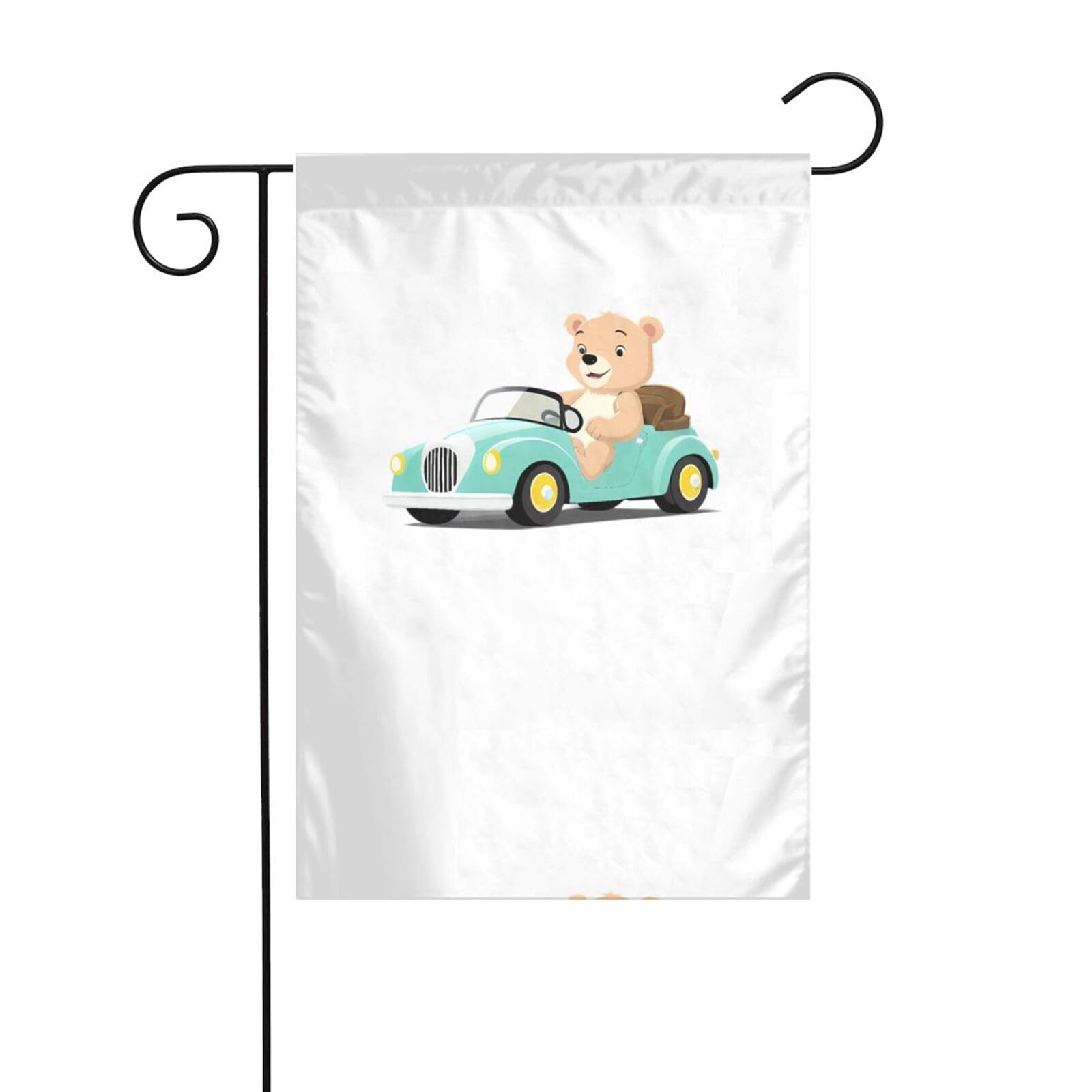 Little bear driving Pattern Garden Flags 12x18in for Yard Decoration with 3cm Pole Position Width (Flag Only, No Flagpole Included)