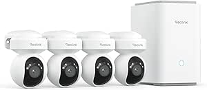 Reolink Home Hub Pro con 4× E1 Outdoor S, sistema di sicurezza 4K Wi-Fi 6 con HDD 2TB, max 16TB memoria locale, auto tracking PT, copertura 360°, rilevamento intelligente, crittografia antifurto. asin的图片