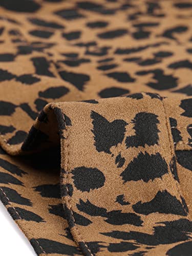 Allegra K Casual Jacket for Women's Leopard Button Down Shacket Faux Suede Jackets4