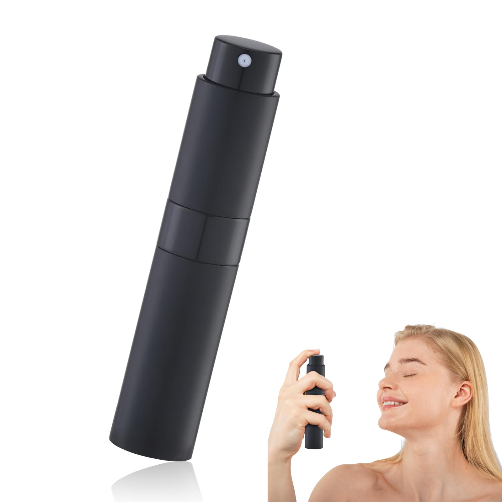 Afioda Men's Black 10Ml Perfume Atomizer Refillable Travel Spray Bottle - Leak-Proof Mini Cologne Scent Atomiser, Portable Aluminum Glass Spray Case For Fragrance & Aftershave (Black)