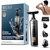 WUXO Back Shaver for Men, LED Display USB-C, Electric Groin Hair Trimmer Ultra-Wide 2' T-Shaped Head, 4 in 1 Kit with Long Handle, Safety Lock, IPX7 Wet/Dry, Multi-Functional Back Trimmer, (Black)