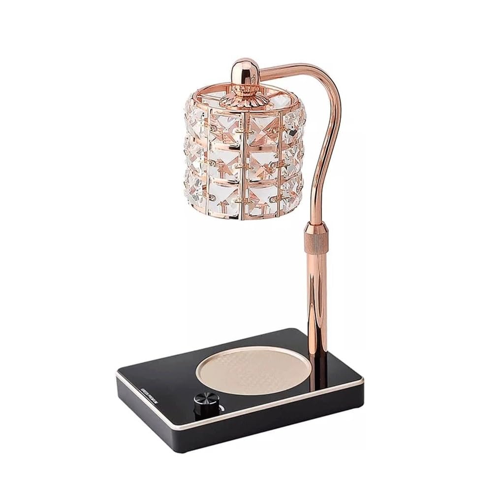 Lampada a cera che si scioglie senza fuoco, scaldacandele in cristallo for favorire il sonno in bagno, sala yoga e ingresso(Svart)