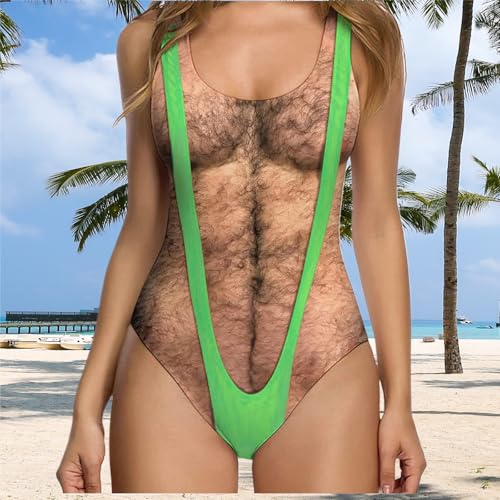 One Piece Swimsuits for Women Hairy Chest Bathing Suit Funny Novelty Fake Muscles Beachwear Borat Swimsuit3