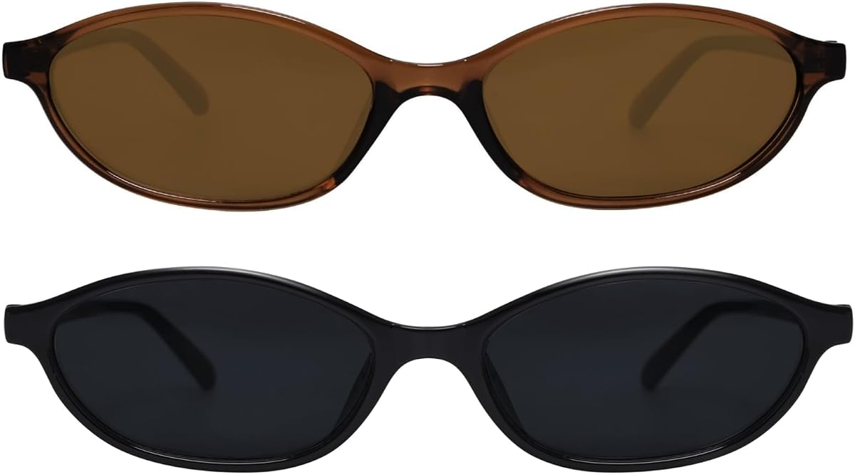 GUVIVI Retro Oval Sunglasses for Women 90s Cat Eye Shades UV protection | 2026 Chic Sunnies Y2K Lightweight Trendy Narrow Sun Glasses Vacation Travel Beach Outfits Must Haves