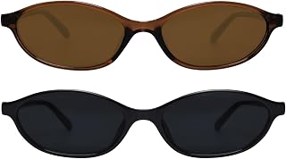 GUVIVI Retro Oval Sunglasses for Women - Chic 90s Cat Eye Sunnies, Lightweight Narrow UV400 Shades for Small Faces