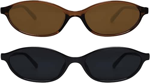 GUVIVI Retro Oval Sunglasses for Women Chic Cat Eye 90s