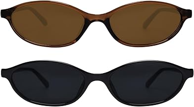 Retro Oval Sunglasses for Women Chic Cat Eye 90s Sunnies Lightweight Narrow Shades Trendy UV protection Sun Glasses
