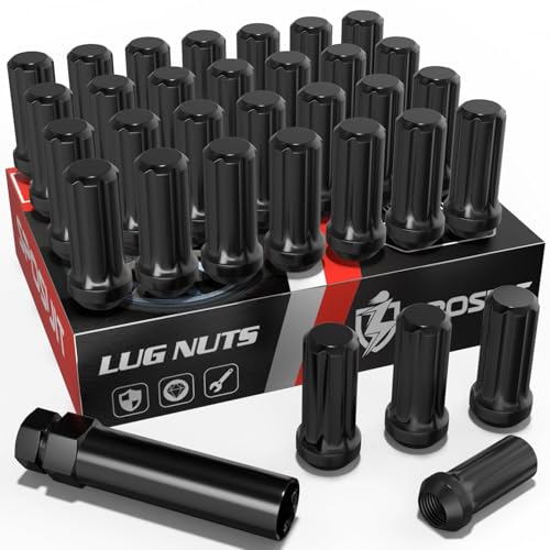 Image of Sposuit 32 Pcs M14x1.5 Black Lug Nuts, 19mm Hex - Replacement for GMC