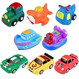 TOYANDONA 8PCS Bath Swimming Toys Boat Vehicle Bath Toys Assorted Mini Pool Toys Aircraft Squeeze...