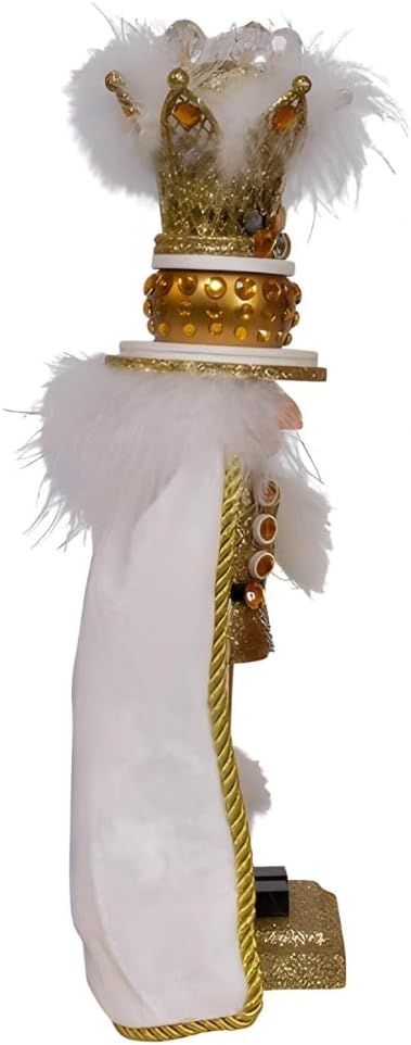 Kurt Adler 13-Inch Hollywood Gold King Nutcracker – White Cape, Glittered Crown, Jeweled Accents, Regal Christmas Decor – HA0769