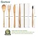 Bamboo Utensils Cutlery Set BEWBOW – Reusable Cutlery Travel Set – Eco-Friendly Wooden Silverware for Kids & Adults – Outdoor Portable Utensils with Case – Bamboo Spoon, Fork, Knife, Brush, Chopsticks