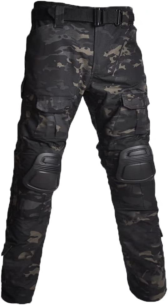 Men's Tactical Military Pants Slim Fit Airsoft Combat Pant with Knee Pads