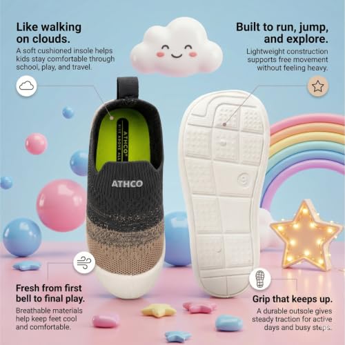 Image of ATHCO Unisex-Child Skippy Unisex Lightwieight Sneakers for Kids | Stylish Casual wear Shoes for Boys and Girls | Sports Shoes for Boys and Girls
