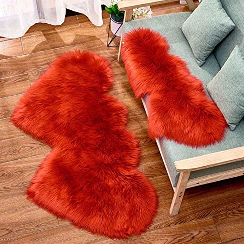 Iusun Heart Shaggy Foot Carpet Office Door Floor Mat Home Entrance Hall Rug Non-Slip Cushion Carpets Suitable Kitchen Bedroom Bathroom Home Dining Living Room - Thumbnail 2