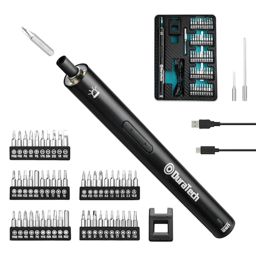 DURATECH Chave de fenda elétrica de precisão, conjunto de chave de fenda elétrica de 55 peças com magnético, kit de ferramentas de precisão profissional para reparação de padrões, relógio, computador