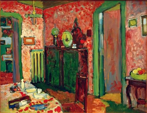 Cuadro Kandinsky al óleo de 60x90cm, lienzo clásico de arte moderno para interior de casa