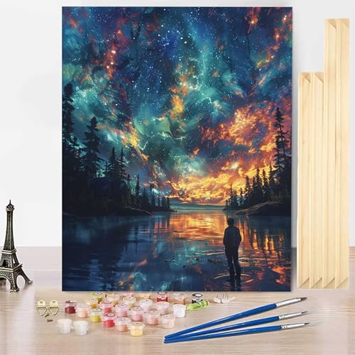 Paint by Numbers for Adults with Frame ���� �������G 30x40 cm, ��l ��h�� DIY�G�f�W�^�����G ���i �i���o�[�y�C���g ���S�҂Ƒ�l - �K�p�Ώ� �C���e���A �Ǐ��� �z�[���f�R���[�V���� -j2503
