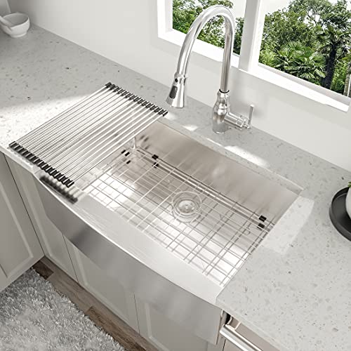 33 Inch Farmhouse Kitchen Sink - Beslend 33”X21”X10” Stainless Steel Apron Front Farm Sink 10 Inch Deep 16 Gauge Single Bowl Farm Sink #TOP1