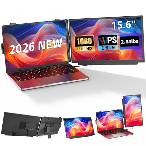 Laptop Screen Extender 15.6 Inch, FHD 1080P IPS Portable Travel Dual Monitor, Slim 0.27'', Plug ang Play Detachable Extended Monitor for 13-17.3'' Laptops, Compatible with Mac,Wins, Android,Chrome