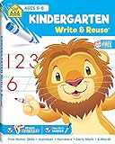School Zone - Kindergarten Write & Reuse Workbook - Ages 5 to 6, Alphabet, ABCs, Early Math, Sequencing, Addition, Subtraction, Counting Coins, Printing, Tracing, Wipe Clean