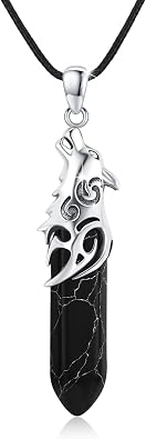 CUOKA MIRACLE Wolf Necklace 925 Men Sterling Silver Wolf Crystal Pendant Wolf Head Jewelry Wolf Gift for Men Women