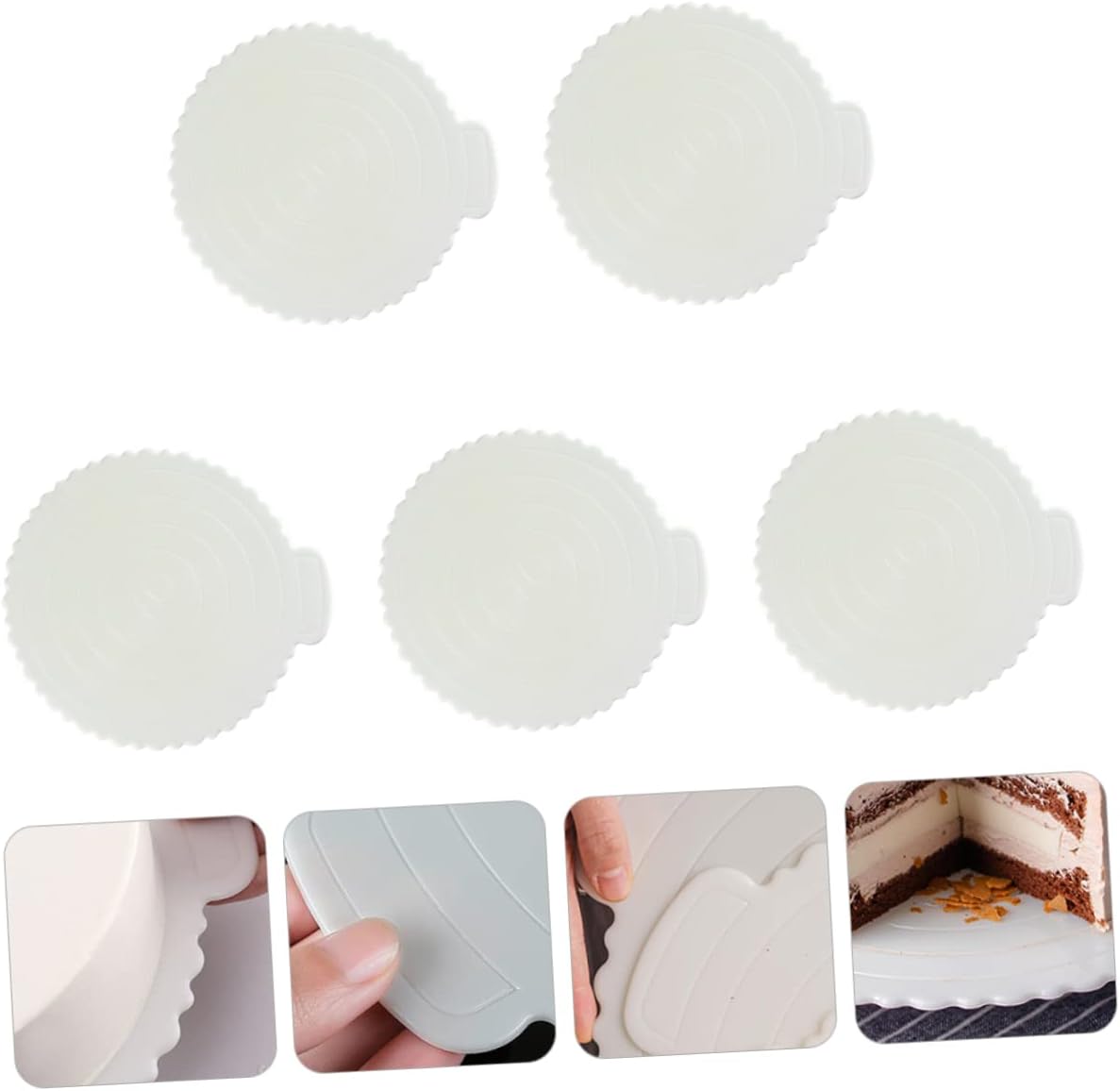 Mikinona 5pcs Reusable Cake Serving Tray Round Cake Mat for Decoration Lightweight Portable Dessert Base Easy to Clean Carry for Parties Celebrations