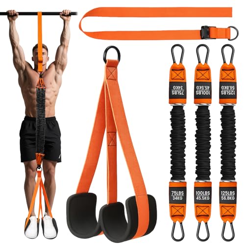 Pull Up Assistance Bands Adjustable Heavy Duty Resistance Band for Pull Up Bar Pull Up Assist Bands with Feet Rest for Strength Training Home Fitness Workout Equipment Height Adjustable