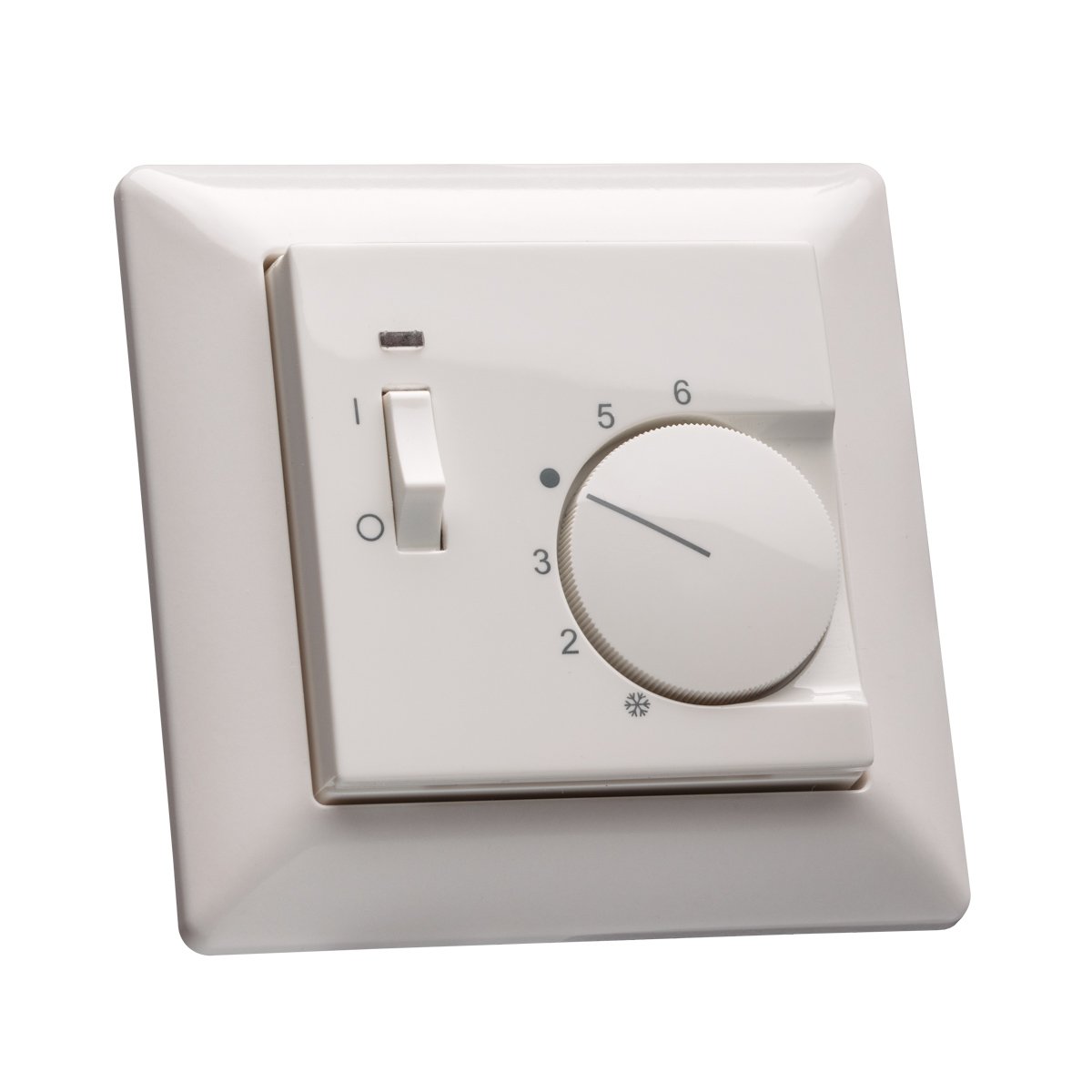 Halmburger Raumthermostat RTR-5513rg inkl. Jung AS 500 Rahmen AS581WW in alpinweiß mit Abdeckung 55x55mm, Öffner mit Schalter EIN/AUS für Fußbodenheizung Stellantriebe 230V (NC)