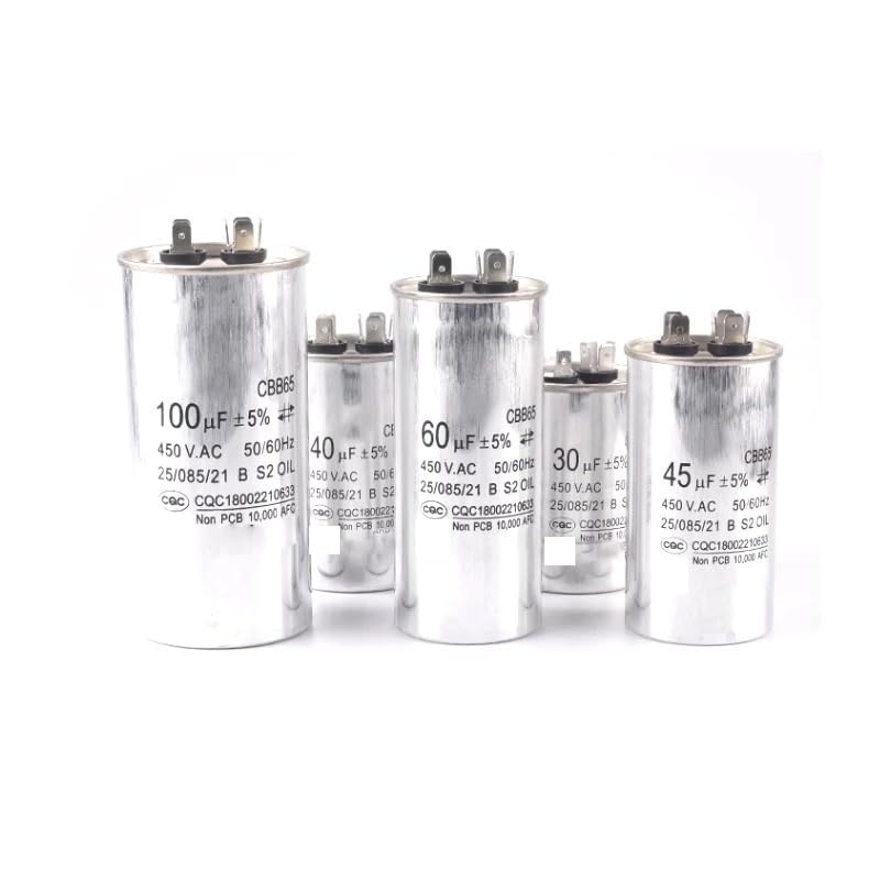 CBB65 AC Motor Capacitor Air Conditioner Compressor Start Capacitor 450VAC 5uF 20uF 25uF 30uF 35uF 40uF 45uF 50uF 60uF 70uF 5%(15UF)