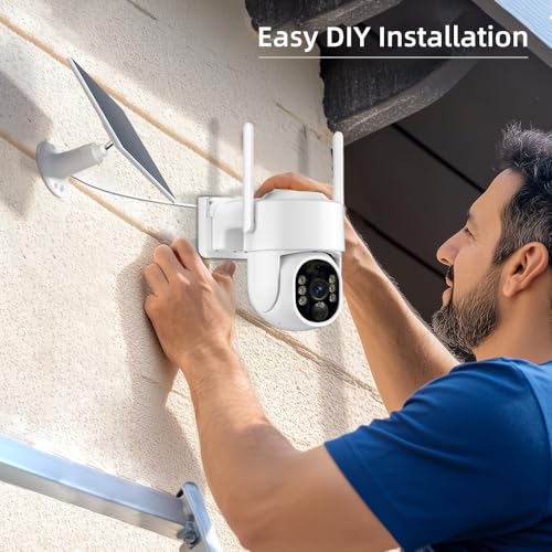 Solar Security Cameras Wireless Outdoor, 2.4GHz 5G WiFi Cameras for Home Security Battery Powered, 2K 360° PTZ Solar Outdoor Camera, Color Night Vision, AI Human Detection 2 Way Talk, SD/Cloud Storage - Image 3