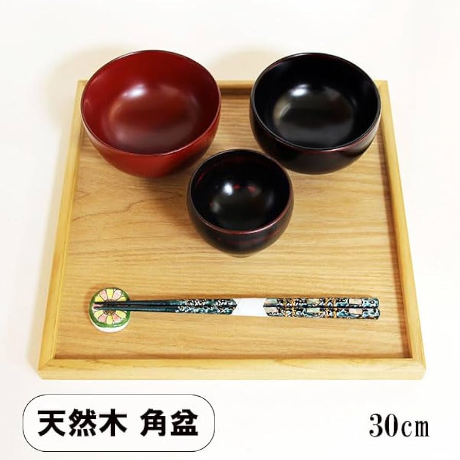 讃岐盆　超美品　木製彫刻模様入り　正方形　お盆　トレー5枚セット 5枚セット お盆 木製トレー 正角盆 30×30cm 茶 白木 送料無料