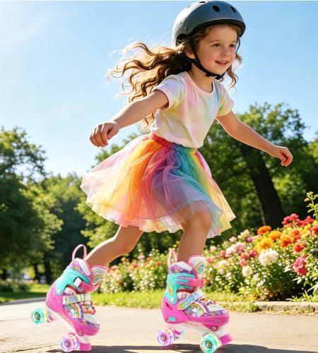 Patins à roulettes Licorne Enfants Rollers Quad Réglable Patins à roulettes Lumineux Taille Réglable pour Filles Garçons Débutants XS(26~29) – vue 7