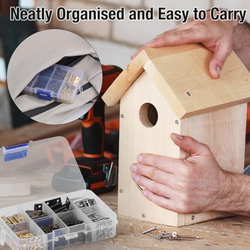 120 Stück Scharniere Klappbar Klein,18 * 15 mm Mini Schrank Scharnier mit 480 Schrauben,Kleinem Schraubendreher und Aufbewahrungsbox,Klappscharnier für DIY Handwerk Holzkiste Schublade