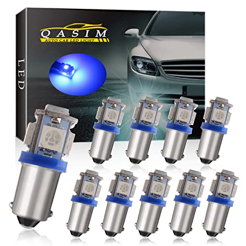 QasimLed Azul 12V BA9S 5050 5SMD LED T4W 60LM la bóveda del Coche Interior Mapa RV Luces de la matrícula (Paquete de 10)