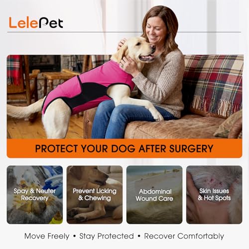 Image of Lelepet Dog Surgery Recovery Suit Onesie for Female Spay & Male Neuter XL | Protective Pet Post-Op Clothes with Back Zipper,Soft Dog Recovery Suit Helps Prevent Licking Scratching,Cone Alternative