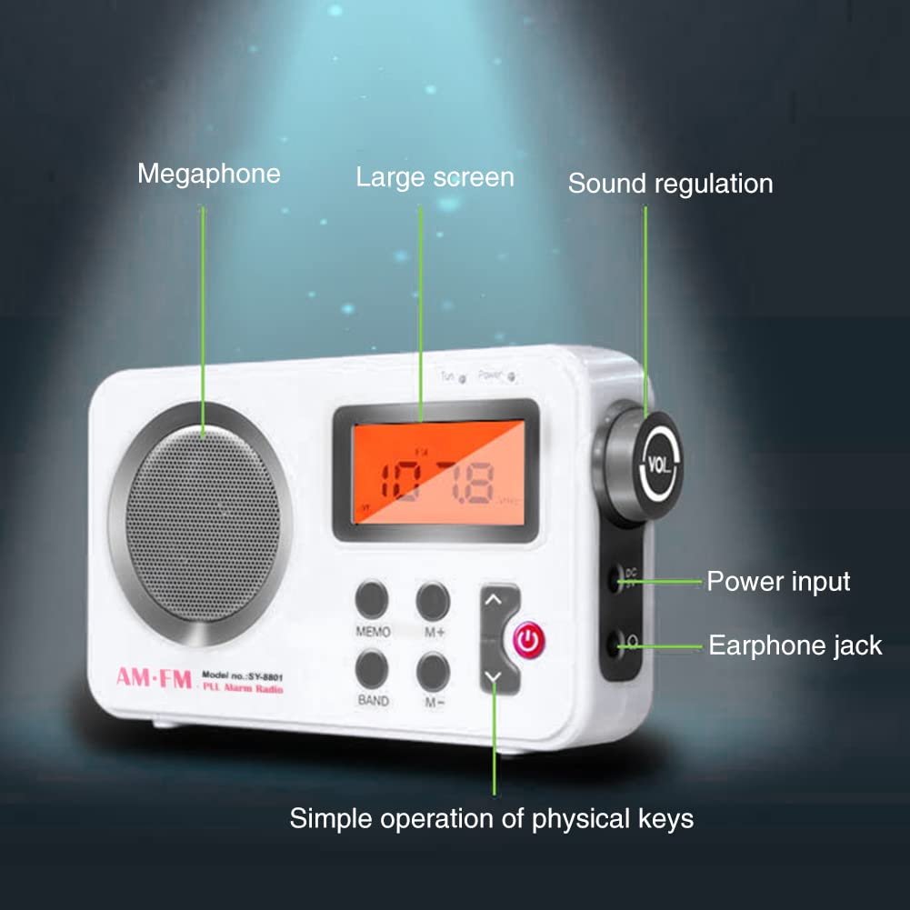 GeKLok Radio AM FM, radio de ducha, mini radio estéreo portátil con puerto para auriculares, pantalla LCD, radio inalámbrica impermeable para baño