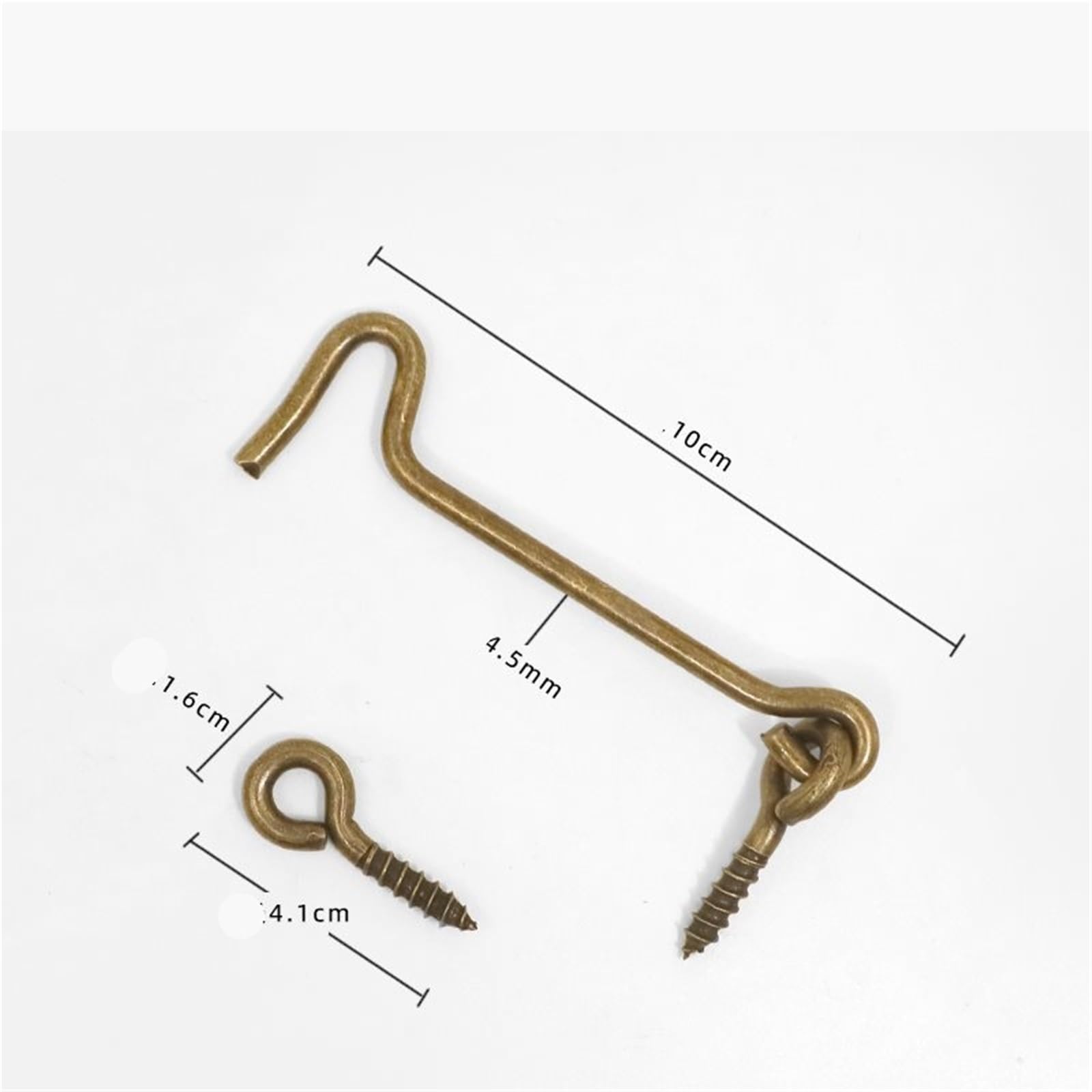 Zamek z zatrzaskiem na oko, haczyki do drzwi 2 szt. Mosiężny wspornik zawiasu okiennego z haczykiem i zatrzaskiem, 10-24,3 cm(10cm)